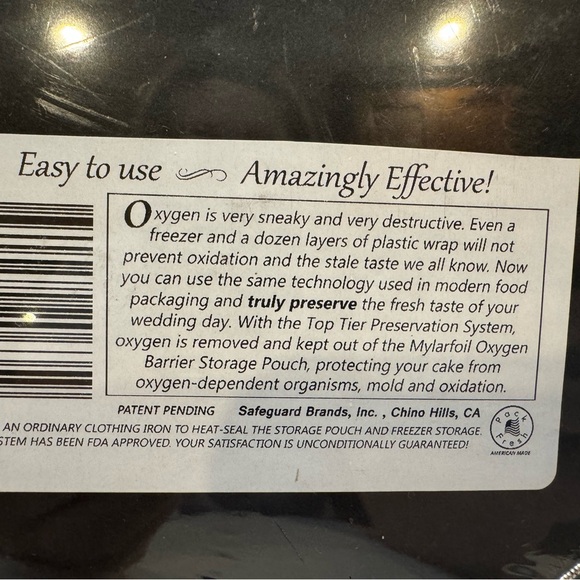 NEW Top Tier Cake Preservation System Oxygen-Free - Sealed Box (19 x 28 inches) - Picture 4 of 7